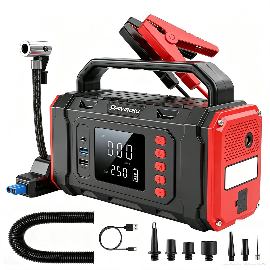 20000mAh Car Battery Jump Starter with Vacuum Cleaner Air Compressor Pool Mattress Tire Inflator Car Battery Booster Power Bank
