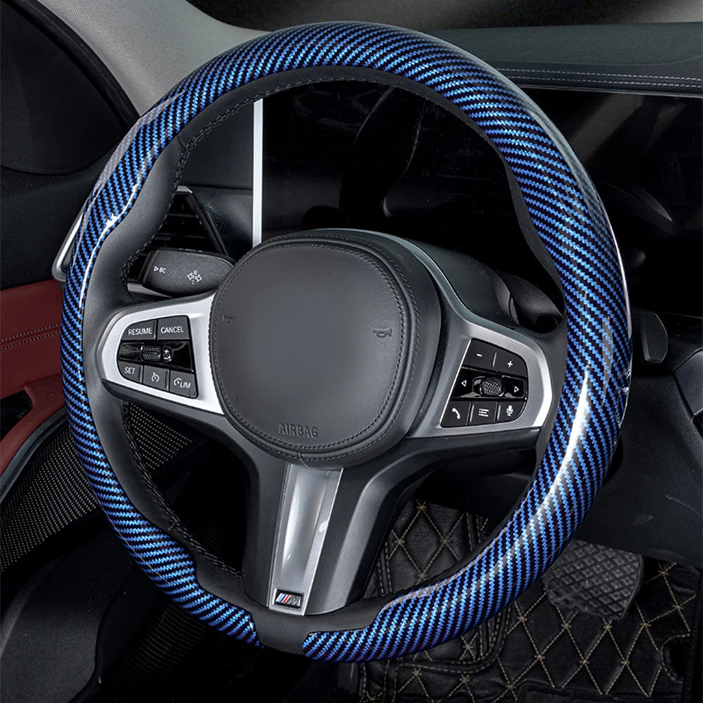 Steering Size 36-38cm Universal Non-slip D-shaped Round Breathable Car Steering Wheel Cover Protector Suitable Auto Accessories CM World