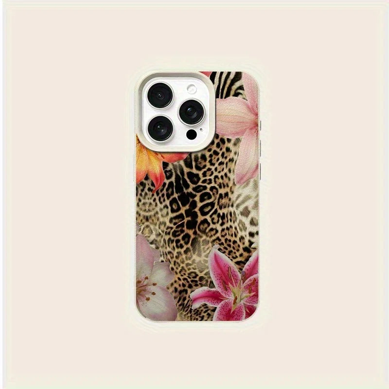 Vintage Floral Leopard Print Pattern Phone Case For iPhone 17 16 15 14 13 12 11 Pro Max XS X XR Plus 17 Air 16 15 Soft TPU Cover