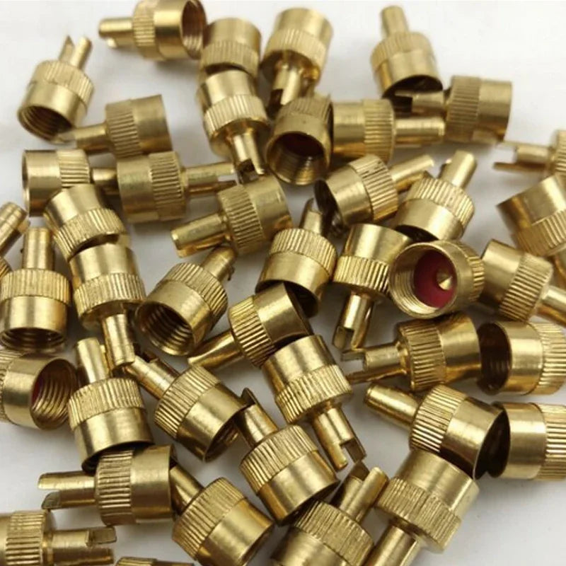 40-10PCS Tire Valve Stem Cap Full Copper Slotted Head Stem Cover with Core Removal Tool Wheel Valve Covers for Auto Motorcycle