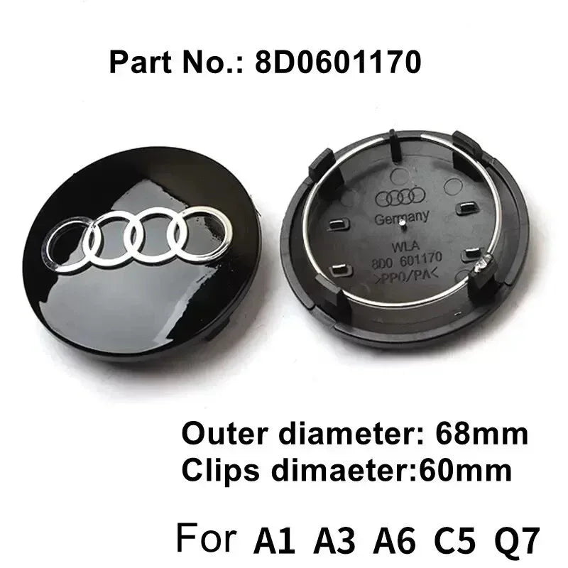 Audi 4pcs 60mm 61mm 68mm 69mm 123mm Car Styling Wheel Center Cap Hub Covers Badge for Audi A3 A4 A5 A6 A7 A8 S4 S6 Sticker CM World