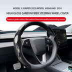 For Tesla Model 3/Y Highland Juniper2025 Steering Wheel Cover Carbon Fiber Leather Anti-Fur Sport Steering Wheel Car Accessories CM World