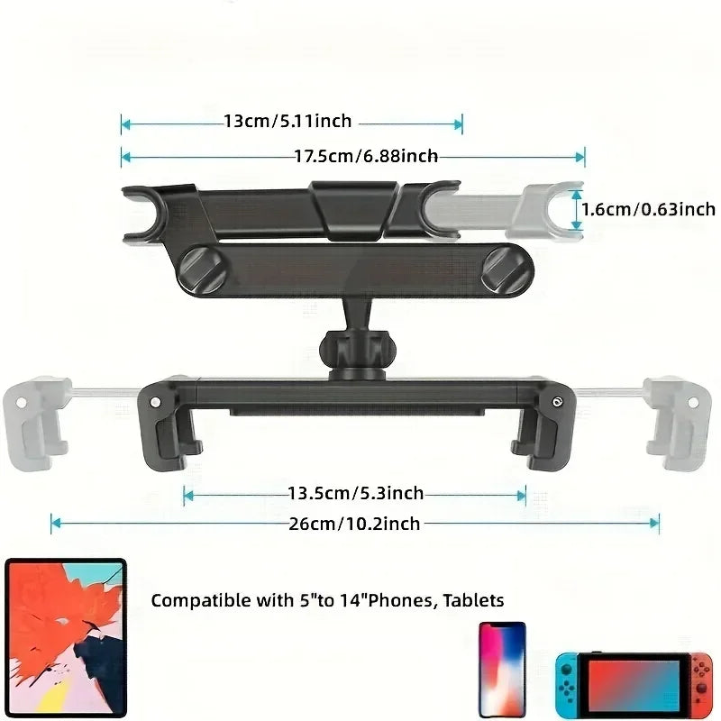 Telescopic Car Rear Pillow Phone Holder Tablet Rotating Holder Car Back Seat Stand Headrest Bracket Universal Holder Accessories CM World