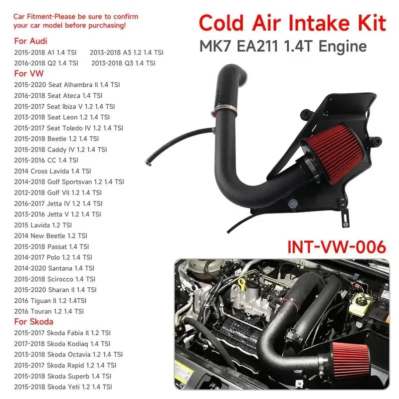 High Flow Black Cold Air Intake Kit For For Audi A1 A3 Q2 Q3 VW Tiguan Golf GTI MK7 Skoda Caddy 1.2T /1.4T Engine Air Filter