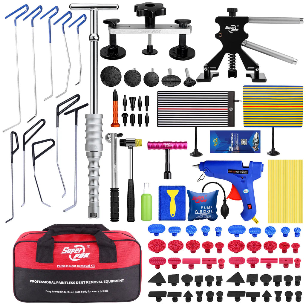 Super PDR Spring Steel Rods Dent Puller Lifter Glue Sticks Tap Down Hammer Dent Ding Hammer Car Paintless Dent Repair Tools Kit CM World