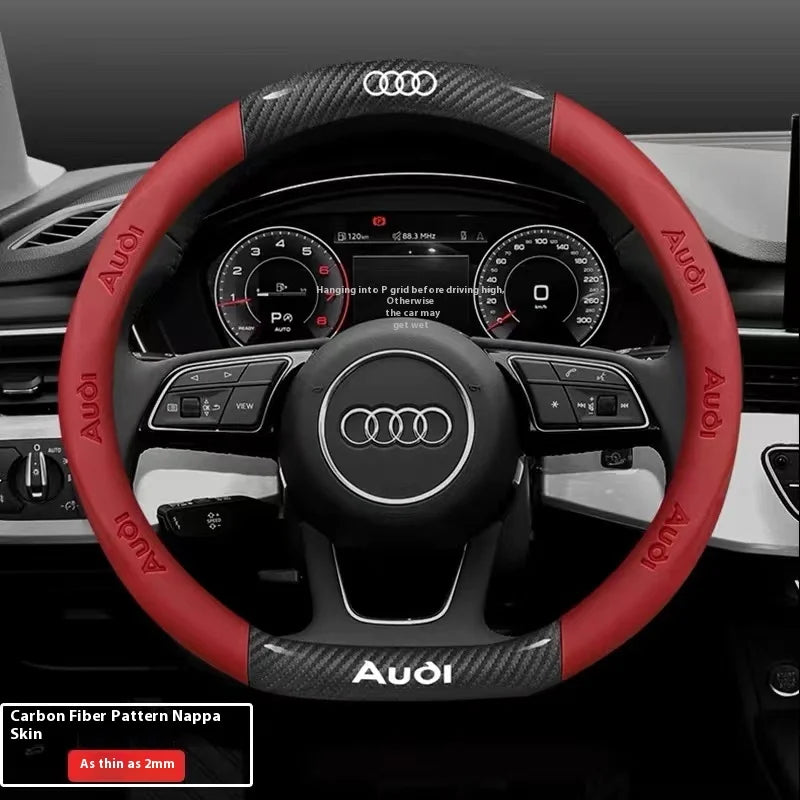 Car AntiSlip Carbon Fiber Leather Steering Wheel Cover For Audi A3 A4 A5 A6 A7 A8 Q1 Q2 Q3 Q5 Q7 Q8 S3 S4 S5 S6 RS3 RS4 RS5 TT CM World