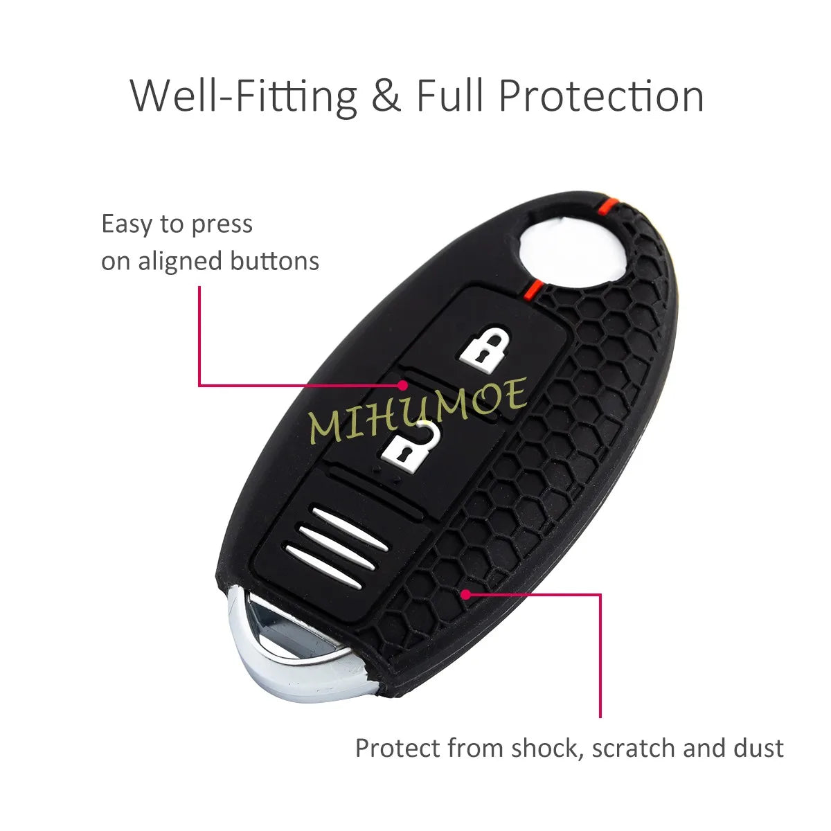 For Nissan Car Key Fob Case Cover Chain Ring X-Trail Qashqai Kicks Murano Note Micra 370Z Juke Leaf Silicone Black 2 Buttons CM World