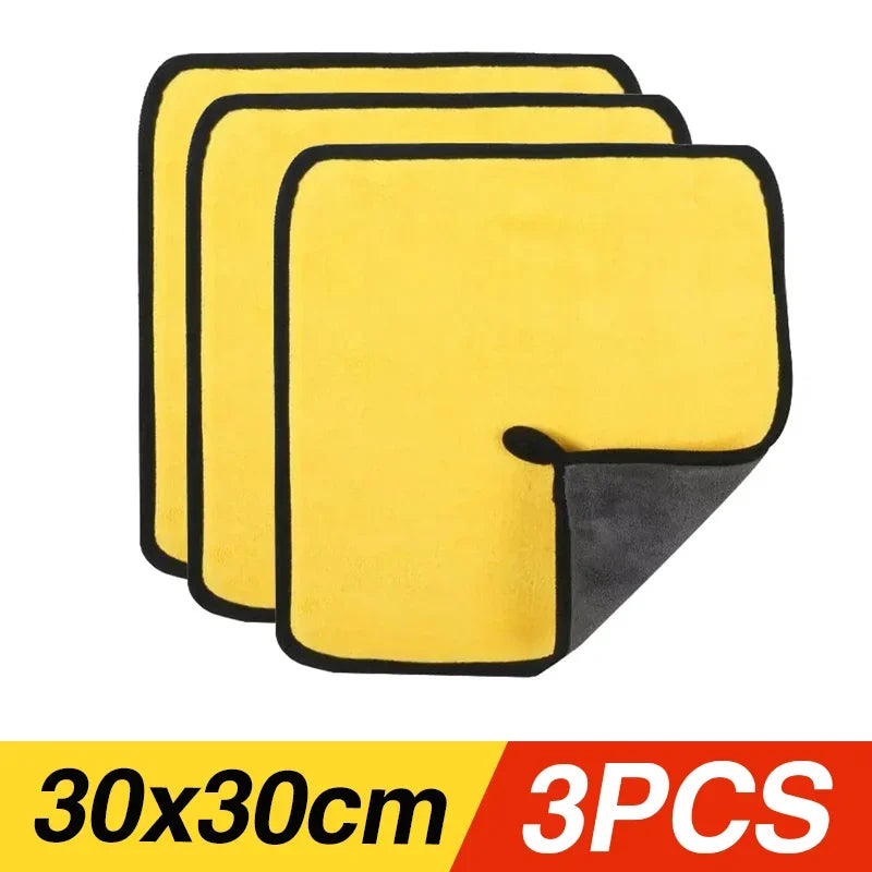 1/3/5/10PCS Car Wash Towels Cleaning Cloth Absorbent Dry Cloth General Purpose Microfiber Towel Thickened Yellow 30/40/60cm CM World