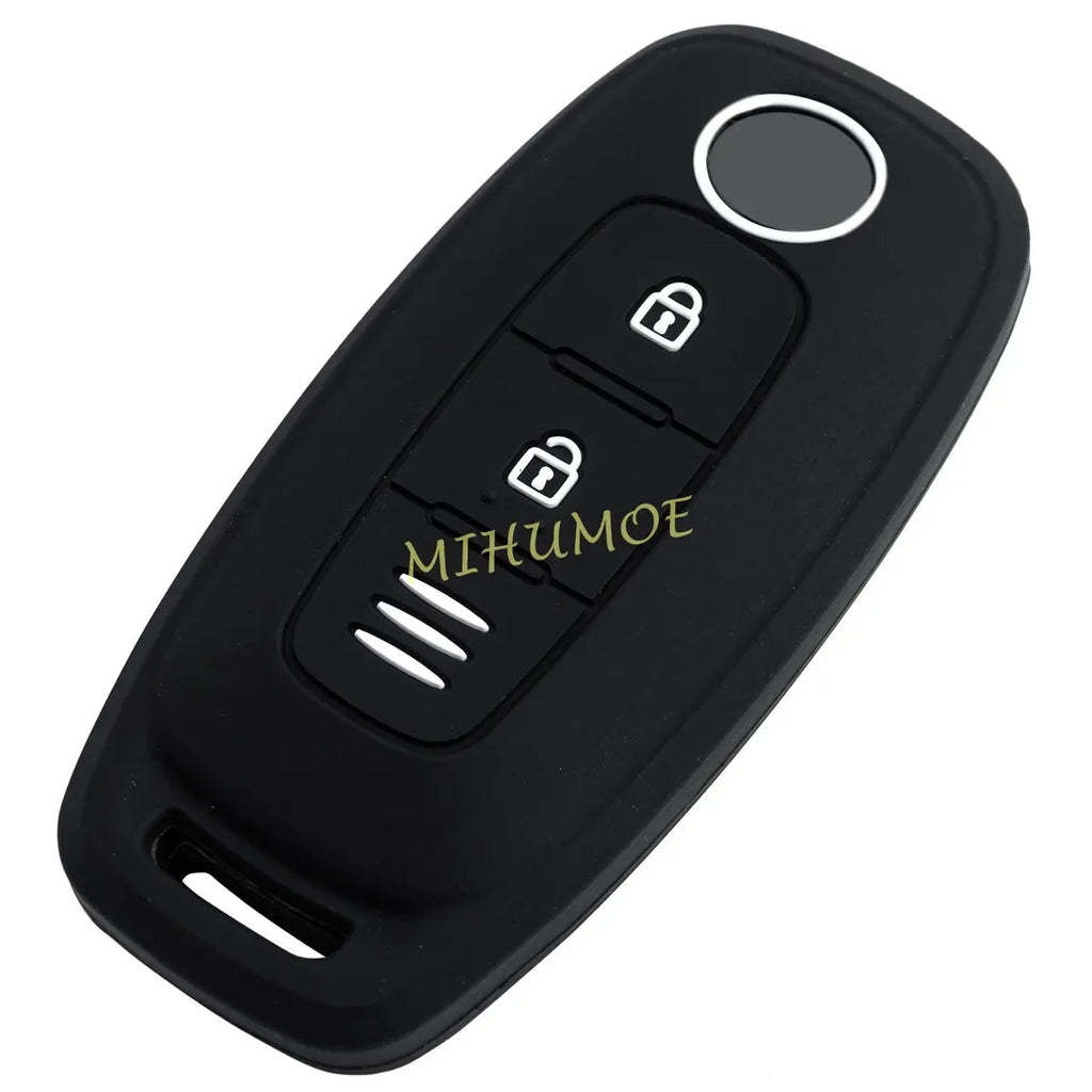 2 Buttons Silicone Car Key Case Cover Chain For Nissan X-Trail Qashqai Pathfinder Kicks Juke Ariya 2023 2024 2025 Matte Black CM World