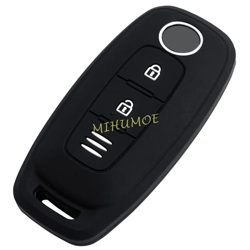 2 Buttons Silicone Car Key Case Cover Chain For Nissan X-Trail Qashqai Pathfinder Kicks Juke Ariya 2023 2024 2025 Matte Black CM World
