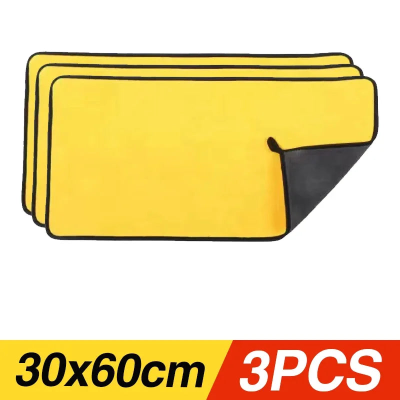 1/3/5/10PCS Car Wash Towels Cleaning Cloth Absorbent Dry Cloth General Purpose Microfiber Towel Thickened Yellow 30/40/60cm CM World