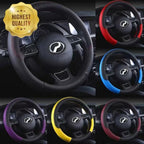 38cm Steering Wheel Cover PU Leather Anti Slip Steer Wheel Protector Breathable Fiber Braid Universal Steering Cover 1pc CM World