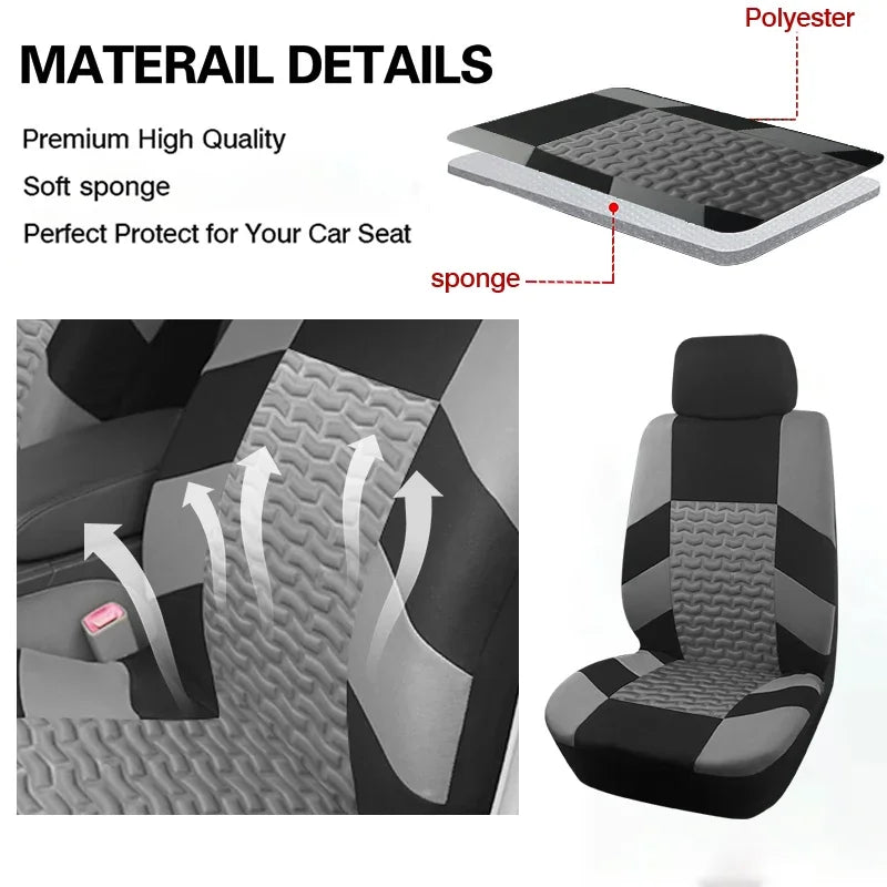AUTO PLUS Universal Size Seat Covers for Car SUV Truck Vans Tire Press Design Seat Covers Full Set Car Accessories Interior Car Mobile World
