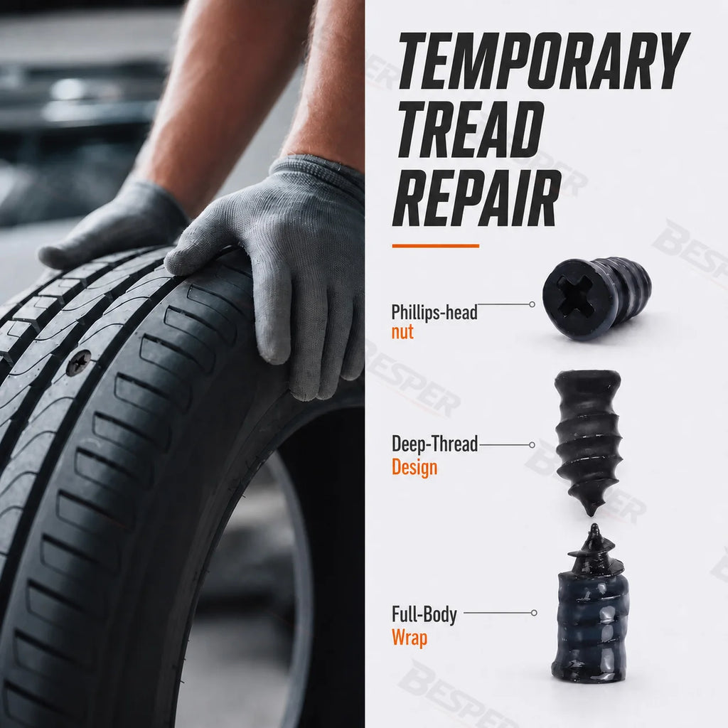 85PCS Tubeless Tire Puncture Repair Kit Rubber Screw Nails with Installation Tool for Car Motorcycle ATV Bike Emergency Use