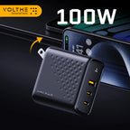 VOLTME 100W GaN Charger For Macbook Tablet USB Type C Charger Fast Charging Charger For iPhone 15 14 13 12 Quick Charge 4.0 3.0 Car Mobile World