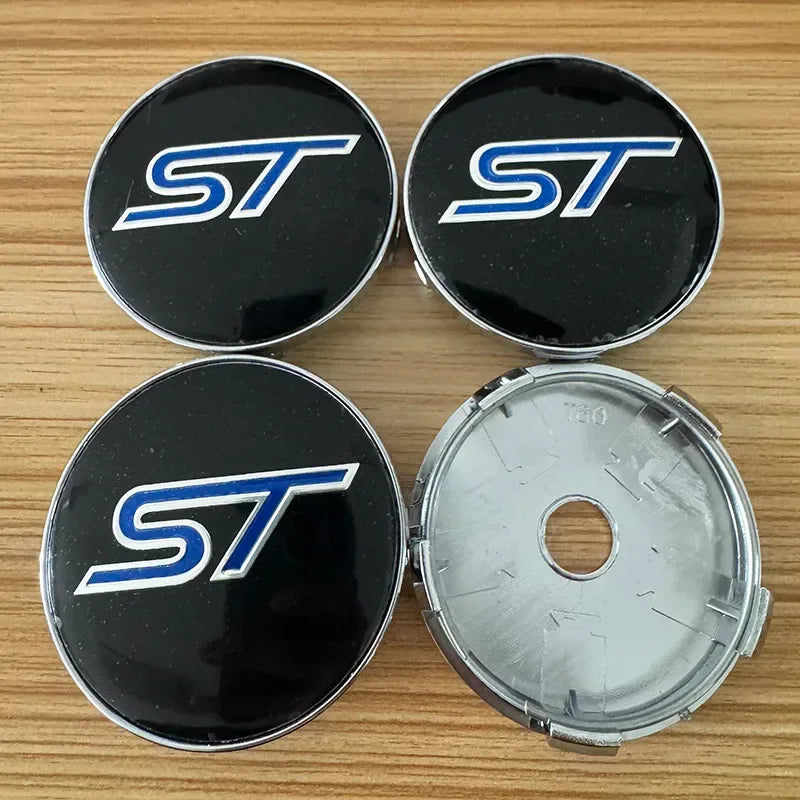 4PCS ST Style Car Wheel Hub Center Cover Sticker Decal For Focus Fiesta Mondeo Kuga Explorer Puma Escape Everest