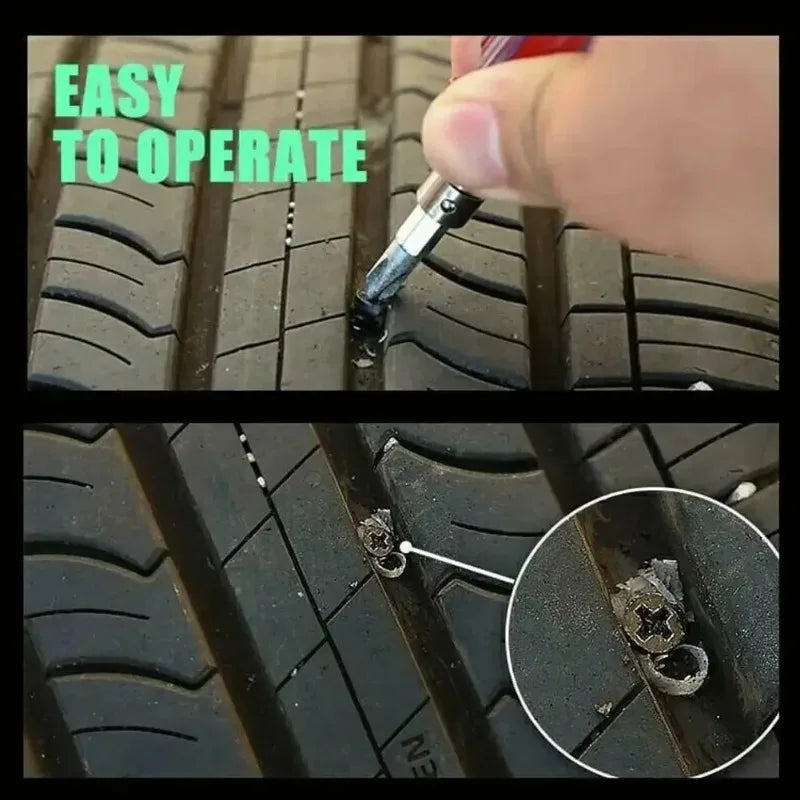 Car Tire Repair Rubber Screws Kit Universal Repair Nails Screw with Screwdriver for Car Motorcycle Tubeless Tyre Puncture Tool