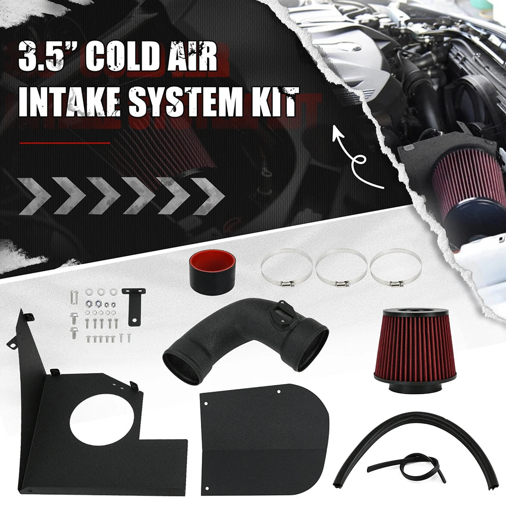 3.5' Cold Air Intake System Kit With Heat Shield For BMW 120i 125i 220i 230i 320i 420i 430i B48 2.0T Engines 16-18