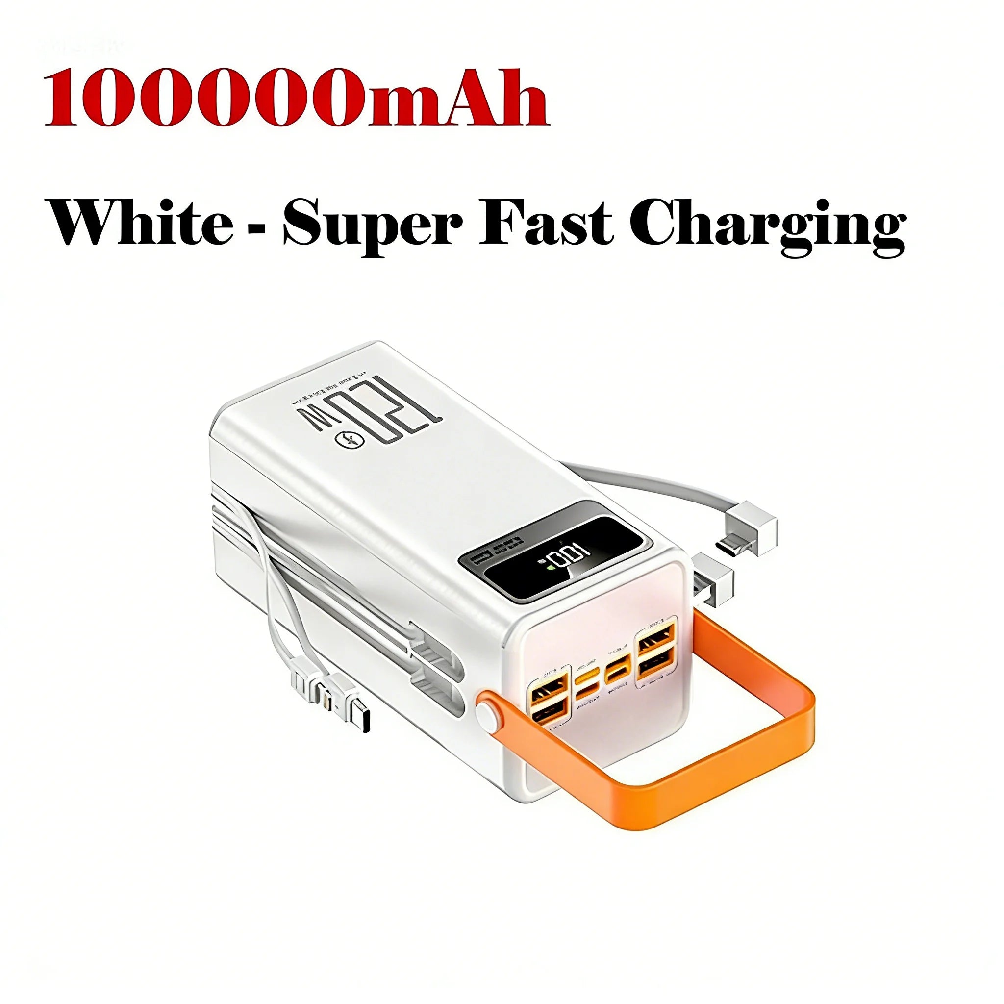 120W 150000mAh Fast Charging Power Bank Large Capacity Outdoor Mobile Power Supply External Spare Battery for Outdoor Camping Car Mobile World