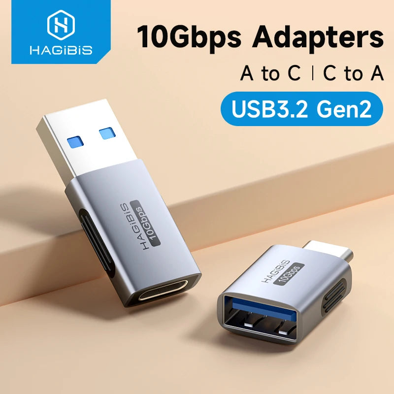 Hagibis USB to Type C OTG Adapter 10Gbps High-Speed Data Transfer USB C Male to A Female  For Macbook Pro iPhone 17 iPad Tablet Car Mobile World