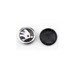 4Pcs 56mm Wheel Center Caps Green and White Aluminum Domed  Sticker Logo Alloy Badge for Skoda