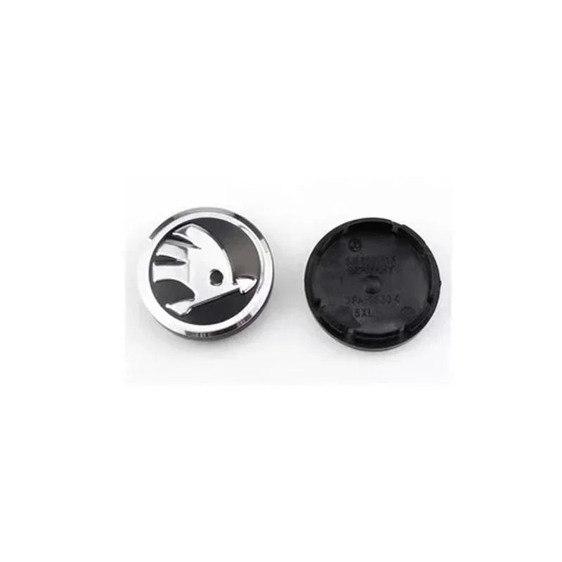 4Pcs 56mm Wheel Center Caps Green and White Aluminum Domed  Sticker Logo Alloy Badge for Skoda