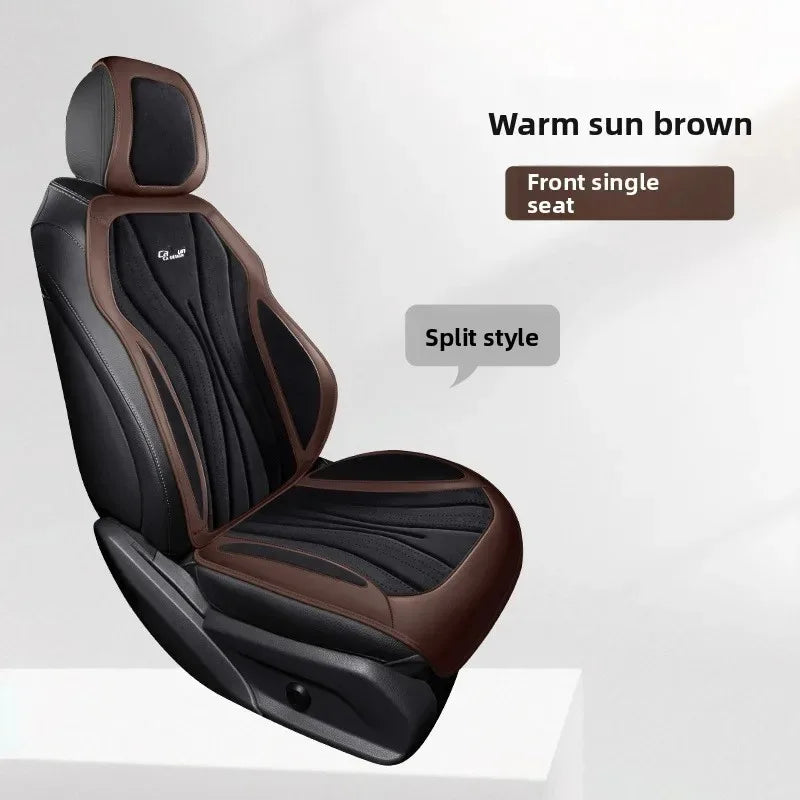 Luxury Suede Leather Car Seat Cover Full Set Non Slip Seat Cushion Car Accessories Interior Universal Car Seat Protective Covers CM World