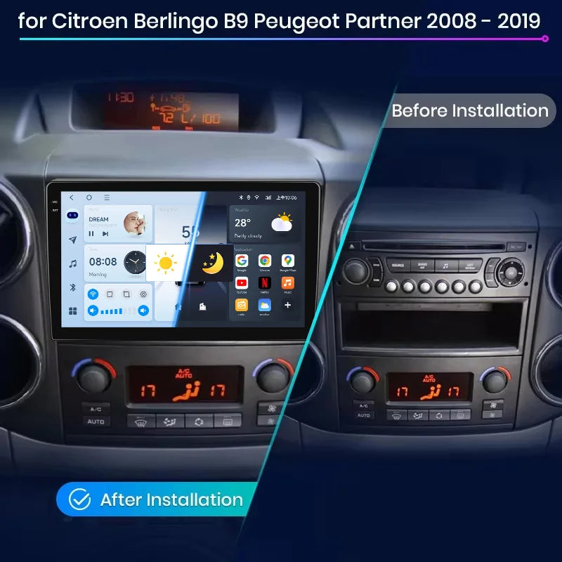 Car Radio 2 Din Stereo For Citroen Berlingo B9 Peugeot Partner 2008-2019 Android Auto Multimedia Player 4G WIFI Carplay GPS Navi CM World