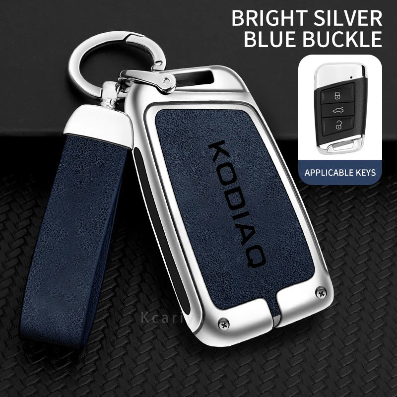Zinc Alloy Car Remote Control Key Case Cover Holder Shell Fob for Skoda Kodiaq Protection Key Chain Buckle Keyless Accessories CM World