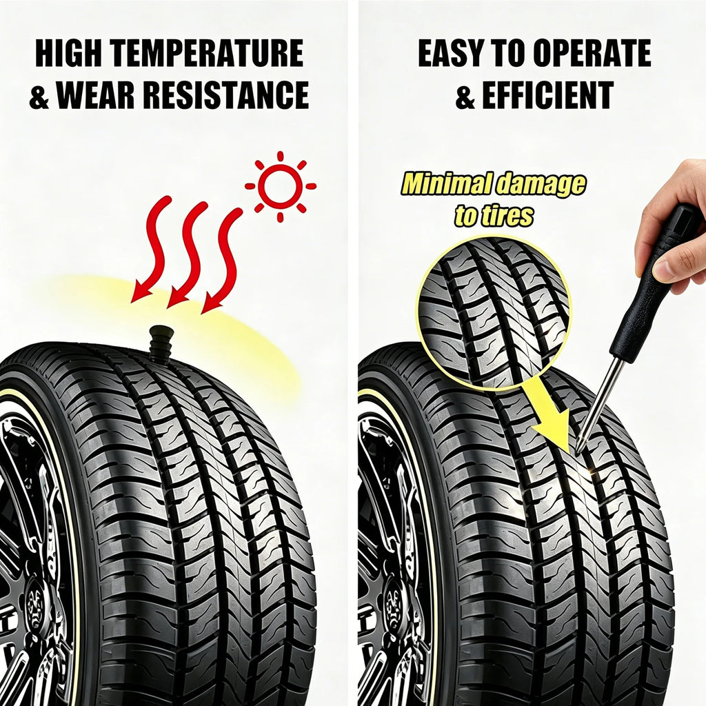 Universal Tubeless Tyre Repair Kit with Screwdriver Storage Box Rubber Nails for Car Truck Motorcycle Bike DIY Flat Fix