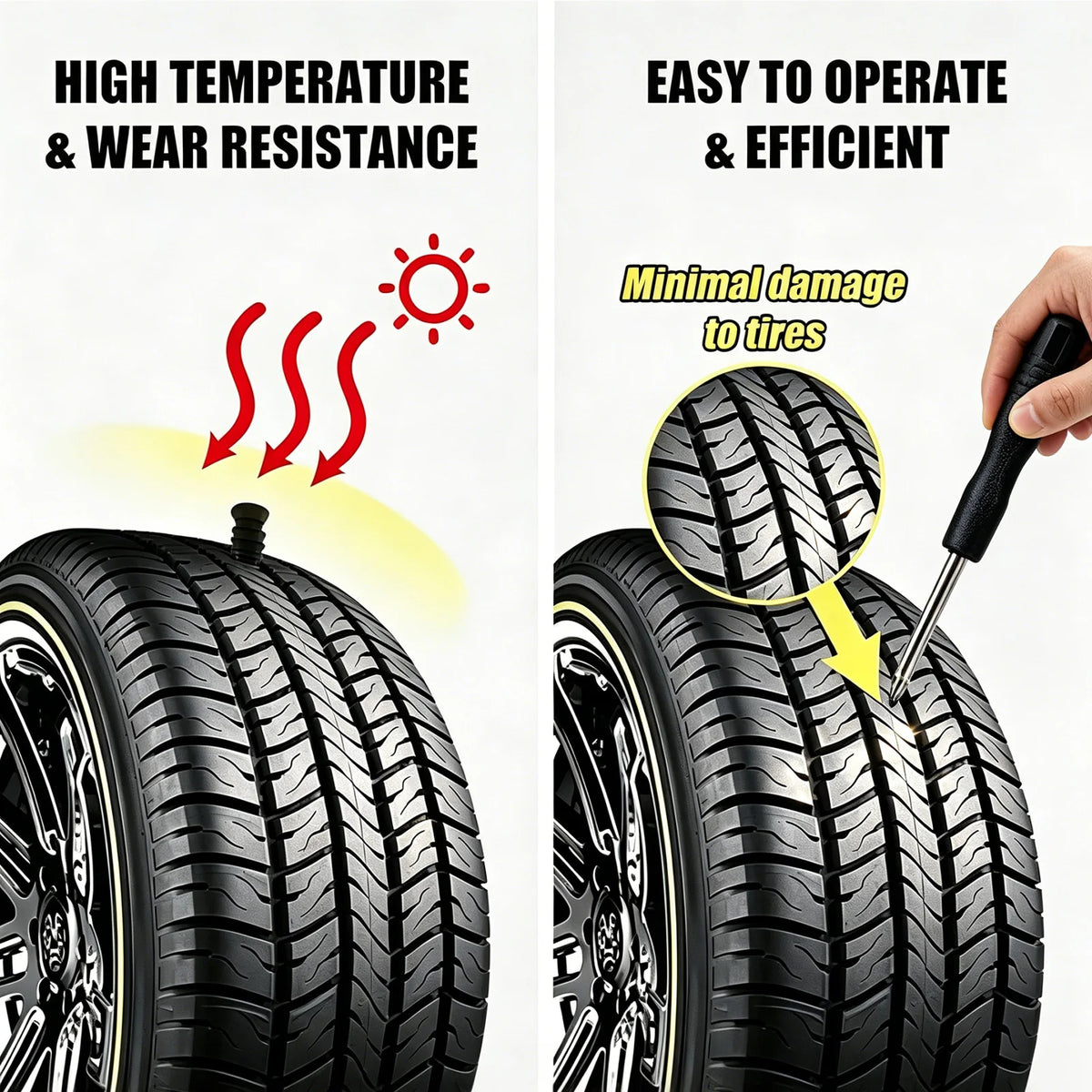 Universal Tubeless Tyre Repair Kit with Screwdriver Storage Box Rubber Nails for Car Truck Motorcycle Bike DIY Flat Fix