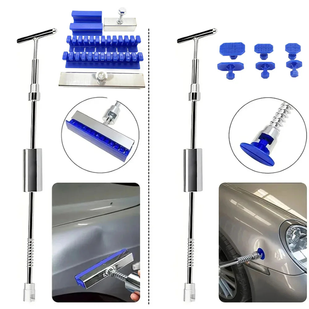 Car Dent Puller Repair Tools Slide Reverse Hammer Suction Cup Body Paintless T-Bar Dent Puller Kit Auto Hail Repair Accessories CM World