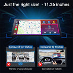 11.26 inch Dash Cam Car DVR 4K Camera Wireless Carplay Android Auto Touch Screen Dual Len Video Recorder Dashboard BT FM AUX GPS Car Mobile World