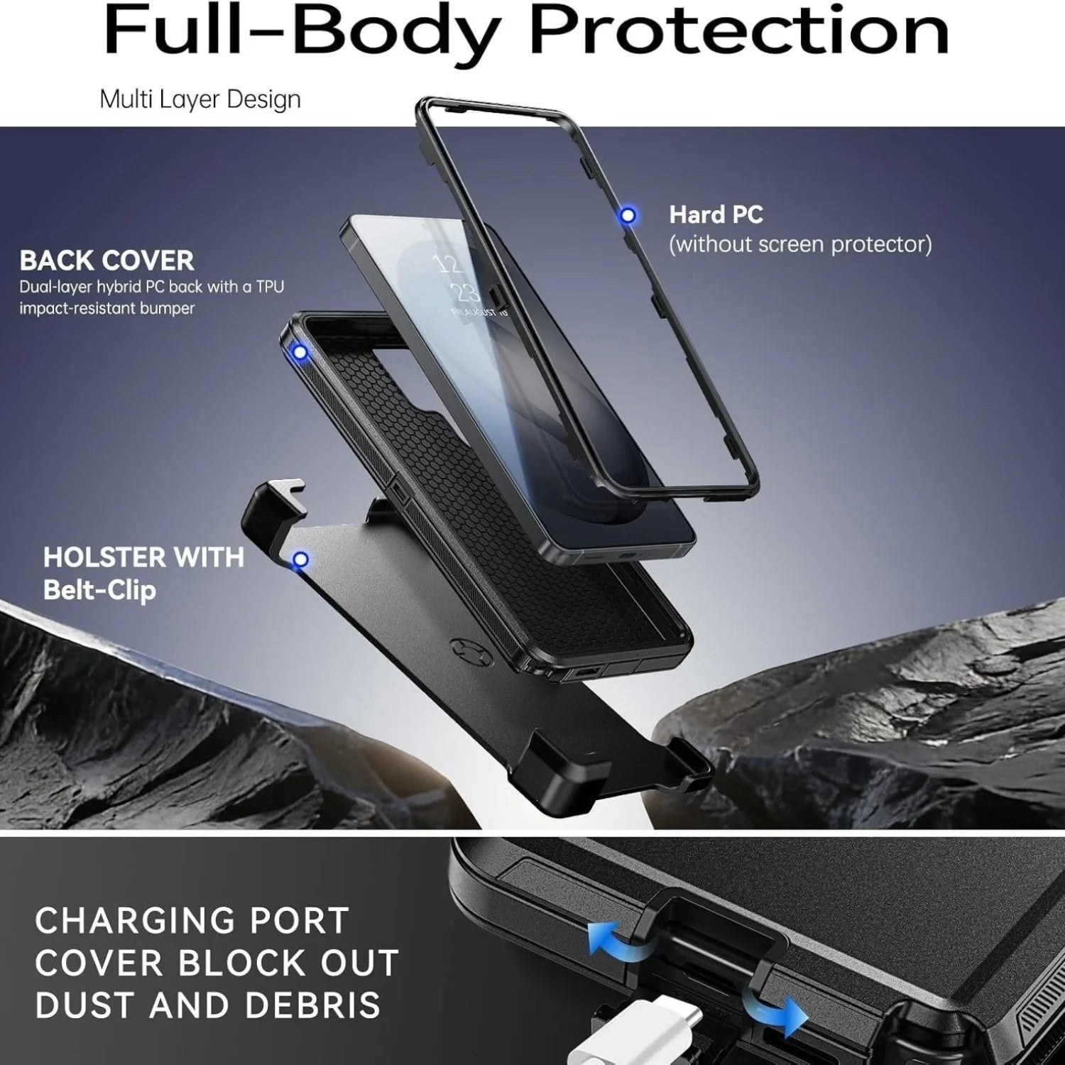 Military Armor OTT For Magsafe Charge Case For Samsung S26 Ultra S25 S24 S23 S22 Plus FE Edge Hard PC+TPU Clip Bracket  Cover
