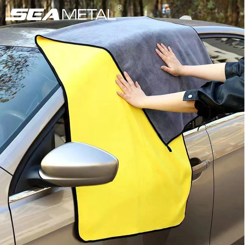 SEAMETAL Microfiber Car Wash Towel Ultra-Soft Scratch-Free Car Cleaning Towel Double-Side 400GSM Drying Cloth High Absorbency CM World