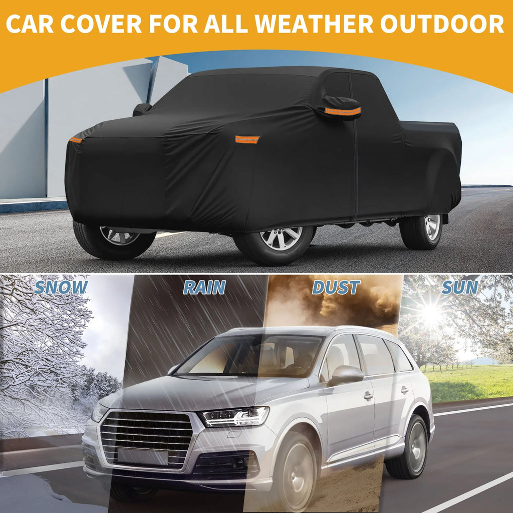 Motoforti Car Cover Waterproof All Weather Sun Rain Protection Full Exterior Cover for Dodge for Ram Black with Left Side Zipper Car Mobile World