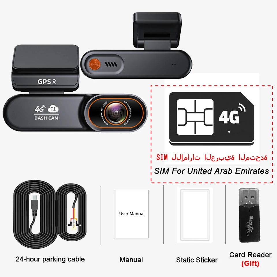 4G LTE Dash Cam Remote Real-Time Monitoring Car Security Camera Supports Cloud Storage Night Vision GPS Car DVR