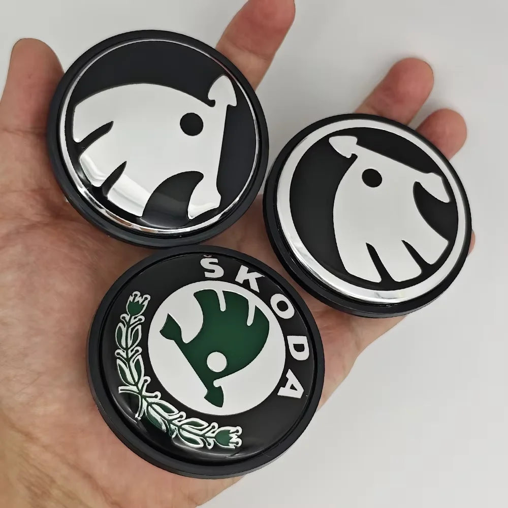4pcs 56mm 65mm Green Black Chrome Car Wheel Center Caps for Skoda Rims Hubcaps Cover Emblem Badge Logo Auto Styling Accessories CM World