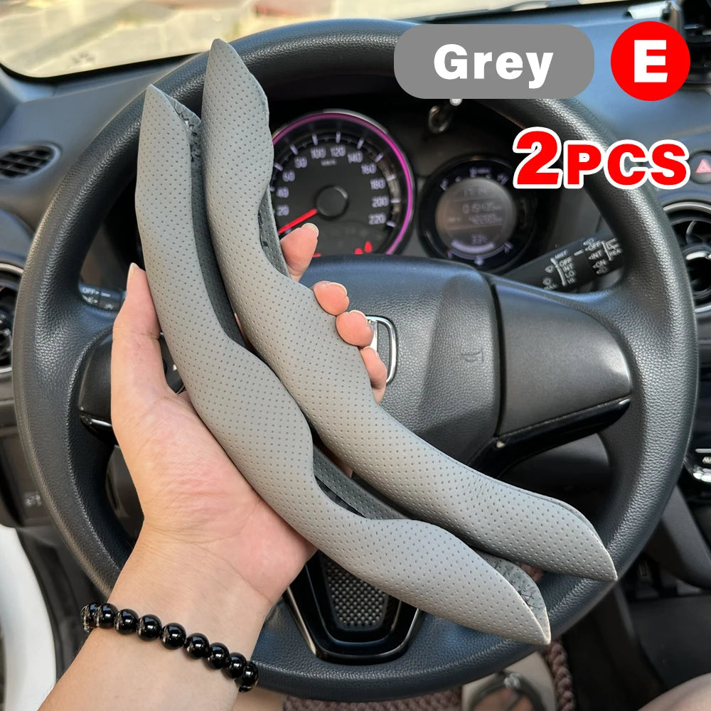 2PCS Universal Car Steering Wheel Booster Leathert Cover Non-Slip Auto Interior Steer Protector interior Decoration Accessories CM World