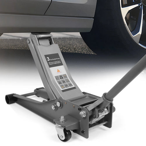3T Dual Pumps Hydraulic Lift with Big Wheels Adjustable Off Road Jack Rust Proof For Small Cars & Trucks CM World