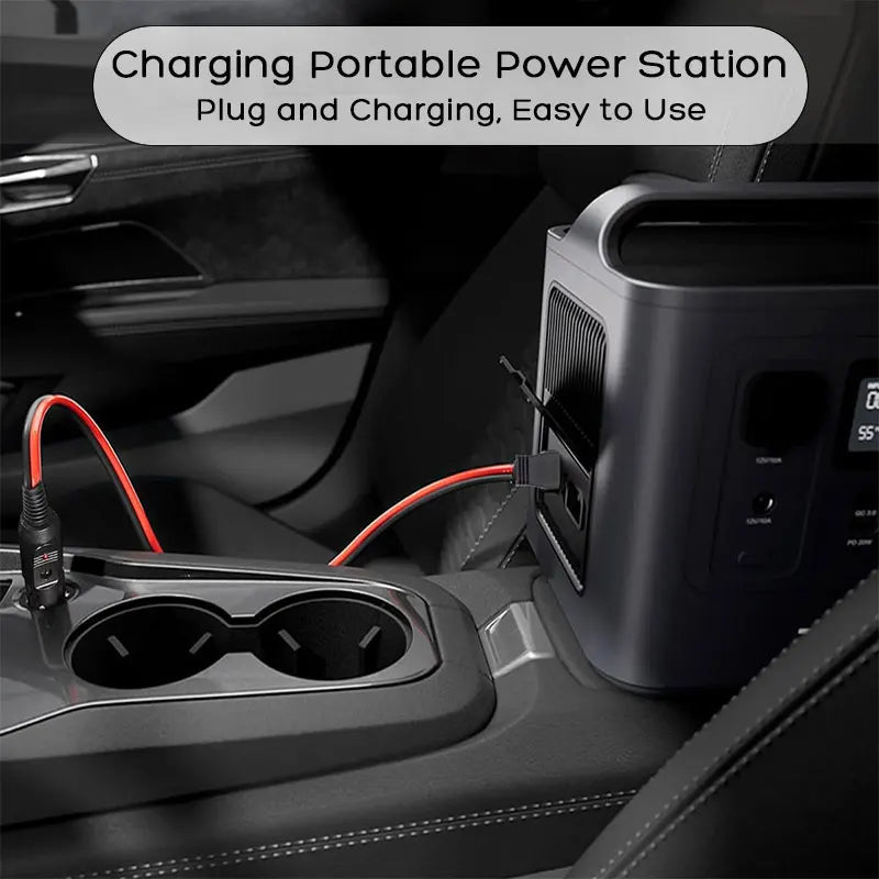 1.5 Meters Car Cigarette Lighter to XT60 Female Adapter Cable Charging for Anker C300 C1000 C100 Gen 2 Portable Power Station.