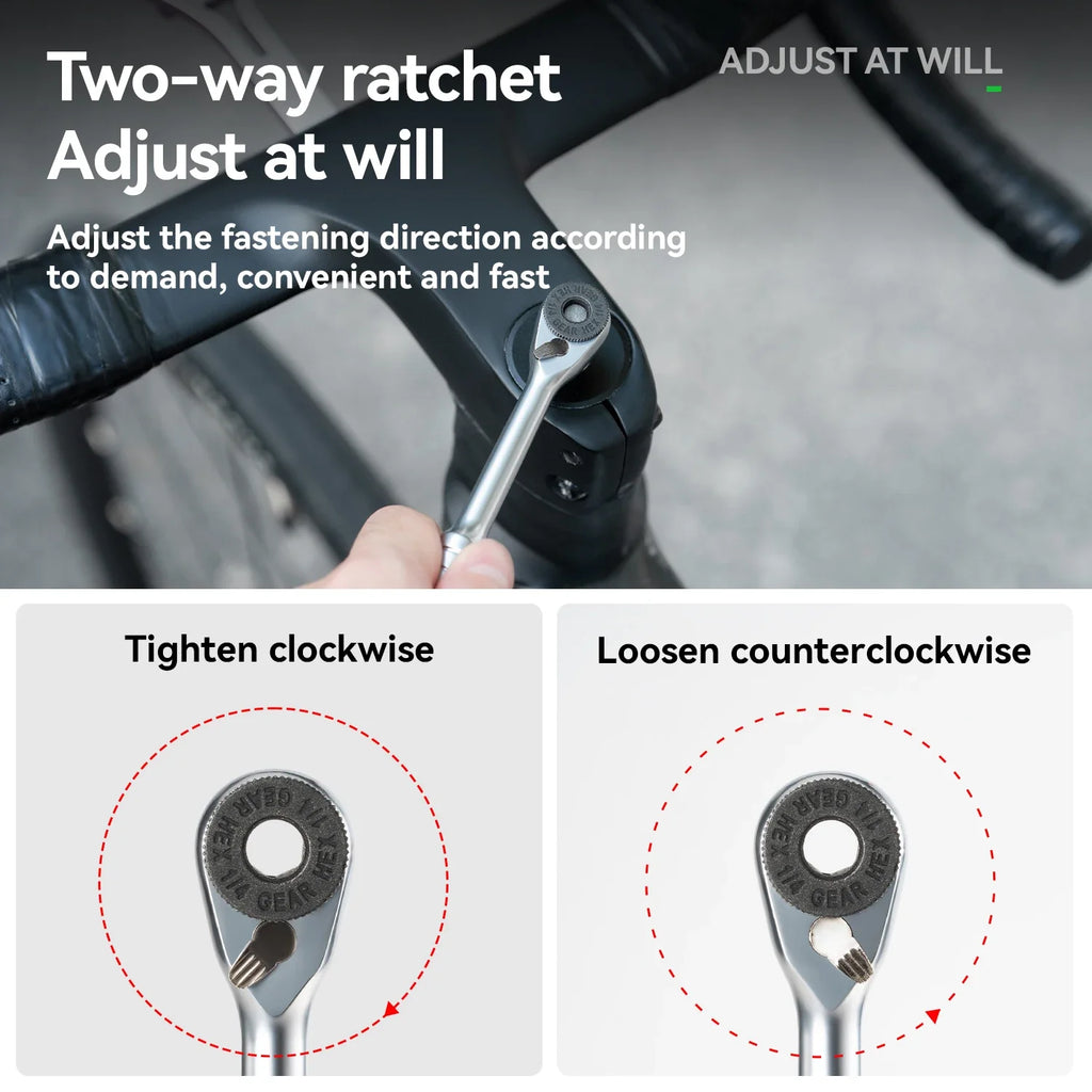ROCKBROS Bike Repair Tools Multifunctional Ratchet Wrench Set Compact Folding Combination Aluminum Bicycle Ratchet Tool Set CM World