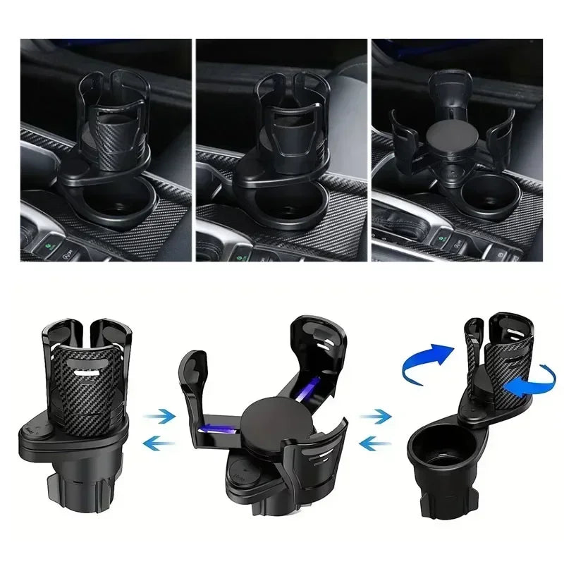Adjustable Dual Cup Holder Car Mount Multifunction with Phone Holder Car Cup Expansion Adapter for Vehicle Cup Holers CM World