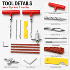 Auto Tire Repair Set Puncture Repair Tools Car Van Motorcycle Bike Emergency Heavy Duty Tubeless Tire Repair Rivet Set, Without Battery