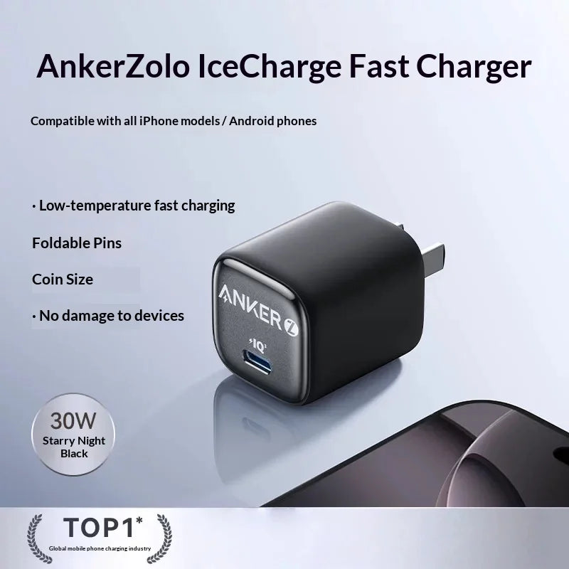 Anker 30w Pd Fast Charger Ice Sensing Usb C Wall Charger For Phone 16 Pro Max Phone 15 Pro Portable Mobile Phone Power Adapter