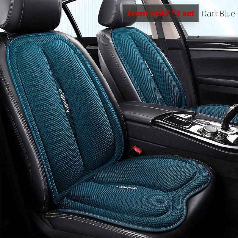 Universal Car Seat Covers Front Back Blue Cushion Breathable Waterproof Auto Ice Silk Mats Pad Full Set Fit Green Protector