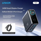Anker 140w Gan Charger Pd 100w Multi Port Digital Display Ai Temperature Control Fast Charging For Macbook Laptop Phone Tablet Car Mobile World