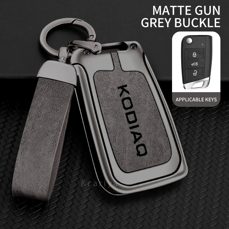 Zinc Alloy Car Remote Control Key Case Cover Holder Shell Fob for Skoda Kodiaq Protection Key Chain Buckle Keyless Accessories CM World