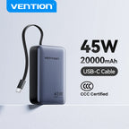 Vention CCC Certification Powerbank 45W 20000mAh Power Bank Type C PD Fast Charging Portable Charger Battery for Phone PC