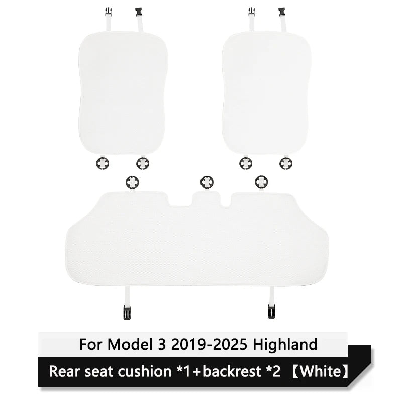 Car Ice Silk Seat Cushion Cover For Tesla Model 3 / Y Juniper 2019-2026 Breathable Comfortable Seat Pad Car Interior Accessories